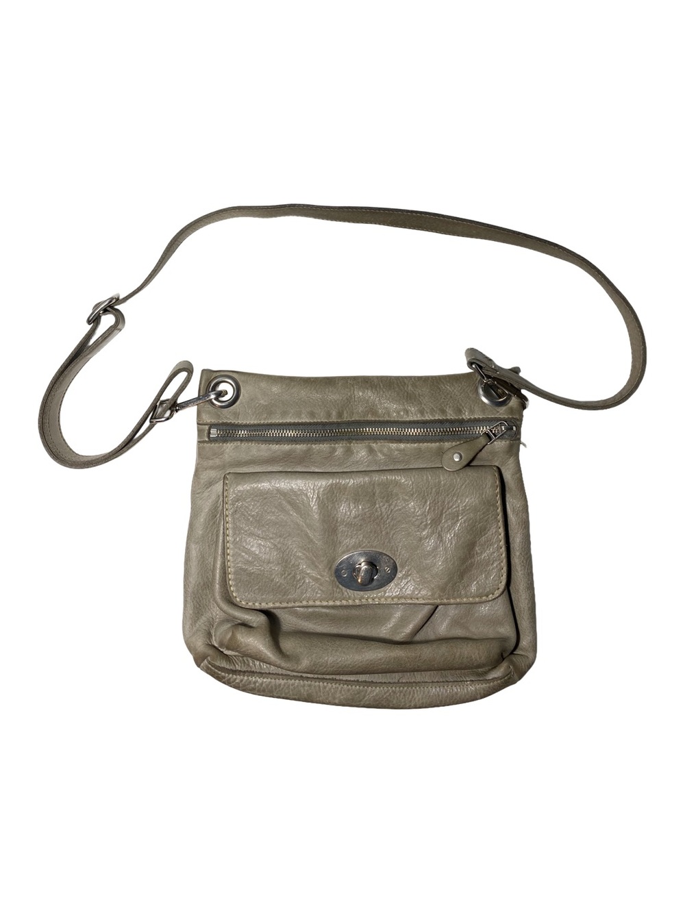 Roots | Vintage Genuine Leather Made in Canada 🇨🇦 Crossbody Bag in Warm Grey